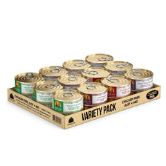 Weruva pack varié face montrant boîtes et variétés, attractivité pour chien