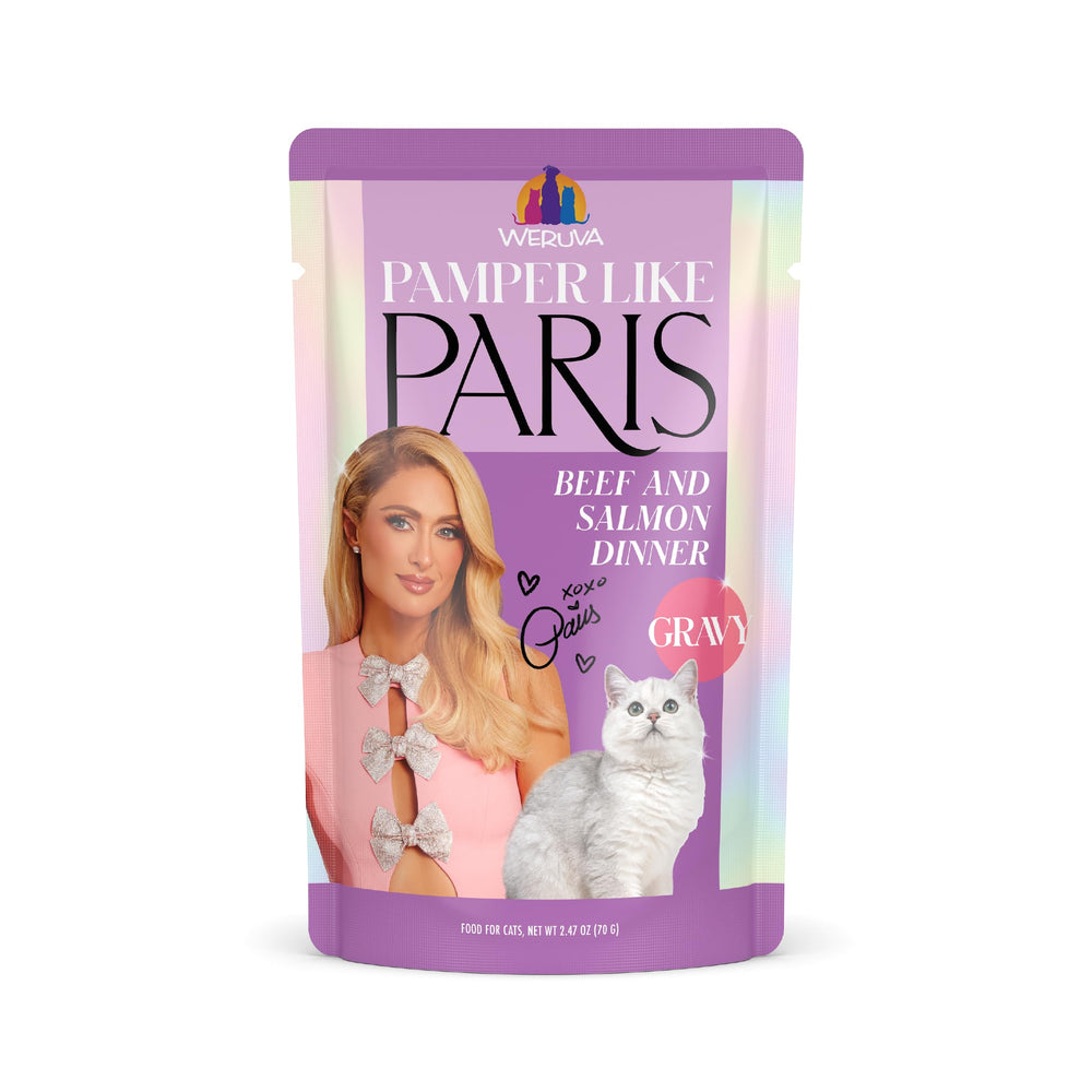Weruva poche avant packaging montrant l'étiquette et l'attrait visuel