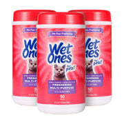 Wet Ones emballage avant montrant la boîte hermétique et l'avantage pratique