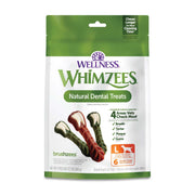 Whimzees emballage devant montrant le sachet et bénéfice hygiène