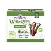Whimzees emballage avant montrant le format XL et avantage nettoyage