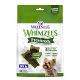 whimzees paquet face montrant 56 unités et bénéfice hygiène dentaire