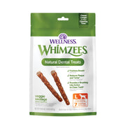 Whimzees sac avant montrant la présentation et l'avantage nettoyant