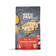Whole Paws emballage avant montrant recette poulet biologique et bénéfices nutritionnels
