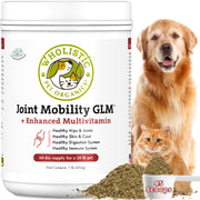 Wholistic Pet Organics face de l'emballage montrant le supplément hanches et articulations