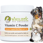 Wholistic Pet Organics emballage avant montrant la poudre et bénéfice confort cutané