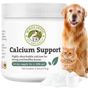 Wholistic Pet Organics emballage frontal montrant poudre et étiquette, confiance produit