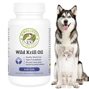 Wholistic Pet Organics emballage avant montrant les bénéfices Oméga‑3