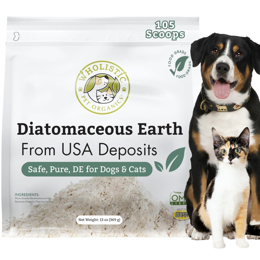 Wholistic Pet Organics emballage face montrant pot fiable et informations