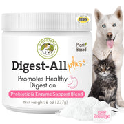 Wholistic Pet Organics emballage face montrant pot et bénéfice qualité