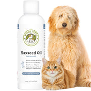 Wholistic Pet Organics flacon avant montrant l’étiquette claire et le bénéfice oméga