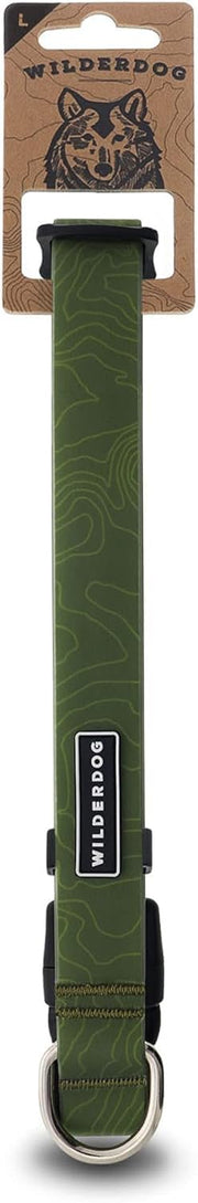 Wilderdog collier face avant olive montrant ajustement et design durable