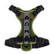 Wilderdog harnais face olive montrant coupe confortable et visibilité
