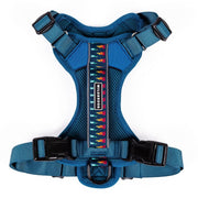 Wilderdog harnais face avant montrant design et couleur Pacific Blue pour promenades sûres