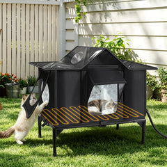 Wn's Day vue frontale de la maison pour chat, protection contre pluie