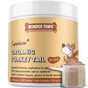 WONDER PAWS emballage avant montrant tramète biologique, confiance qualité