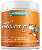 WONDER PAWS emballage avant montrant quantité et bénéfice digestif