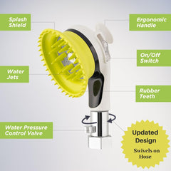 Wondurdog brosse gros plan sur poils montrant action massante et élimination de saleté