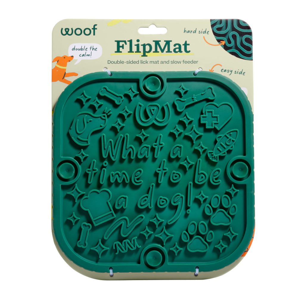 WOOF FlipMat face avant montrant design double-face et fixation sûre
