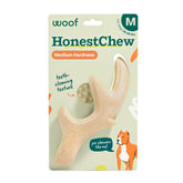 WOOF HonestChew emballage avant montrant l'antler et bénéfice durabilité