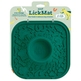 WOOF tapis léchable face avant montrant design vert et bénéfice occupation