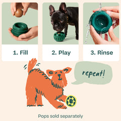 WOOF Pupsicle en mains lors du remplissage pour une prise en main facile