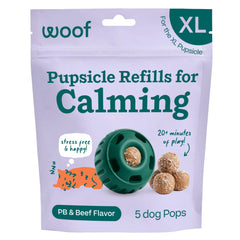 WOOF packaging de la recharge Pupsicle montrant conservation pratique