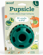 WOOF Pupsicle vue de face montrant emballage et couleur verte, utile pour choisir