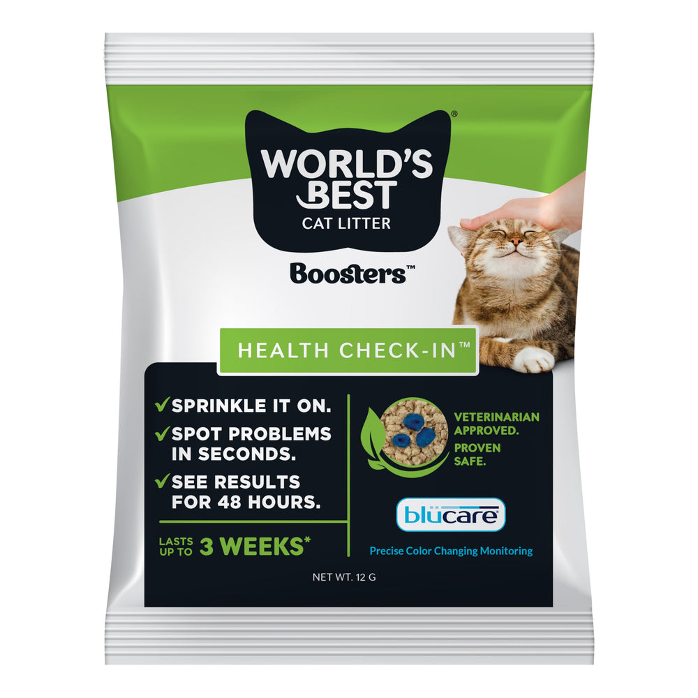 World's Best Cat Litter emballage avant montrant produit et informations de sécurité