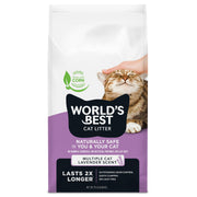 World's Best Cat Litter sac face montrant le branding et l'avantage long durée