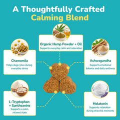 Woyamay ingrédients chanvre et camomille illustrant apaisement naturel