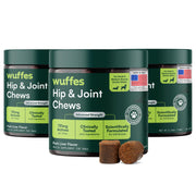 Wuffes pot et emballage montrant 180 croquettes pour mobilité