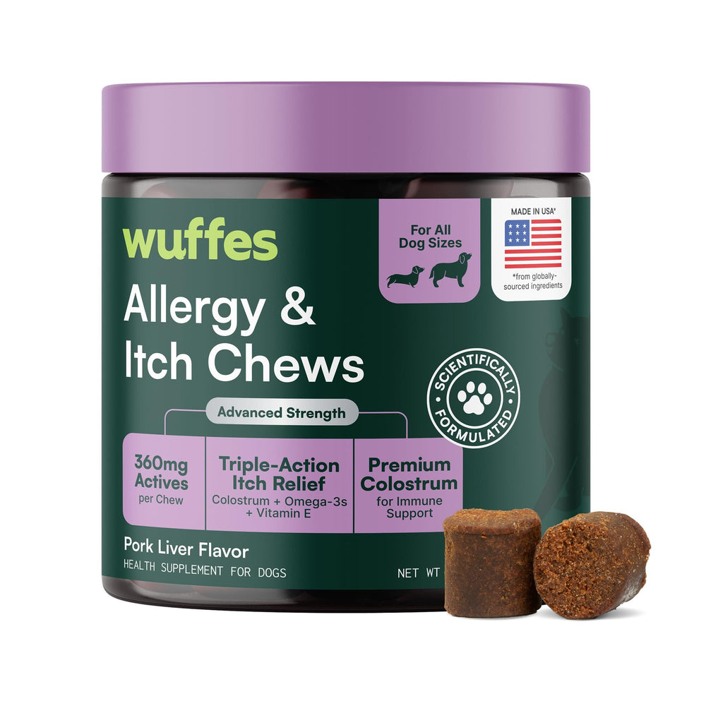 Wuffes emballage avant montrant le pot et bénéfice apaisant pour la peau