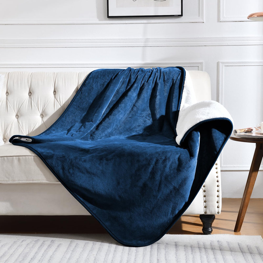 Yaning plaid bleu marine face avant élégante et protection des meubles