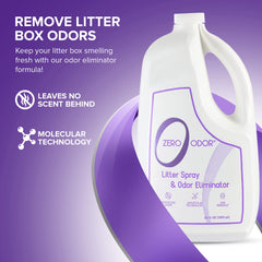 Zero Odor gros plan étiquette décrivant la formule sans parfum pour neutraliser les odeurs