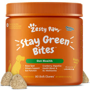 Zesty Paws boîte face avant montrant le format 90 unités et bénéfice pelouse