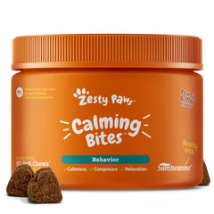 Zesty Paws emballage avant montrant dosage et bénéfice calme