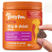 Zesty Paws emballage avant montrant 90 friandises et bénéfice clarté