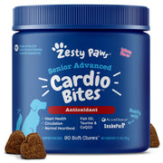 Zesty Paws emballage avant montrant pot 90 bouchées et informations produit utiles