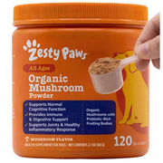Zesty Paws emballage avant montrant le format bio et l'usage quotidien