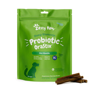 Zesty Paws emballage avant montrant le format 25 oz et bénéfice hygiène buccale