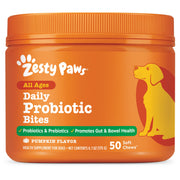 Zesty Paws emballage avant montrant 50 chews appétents et bénéfiques