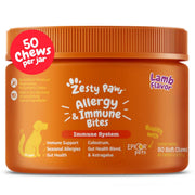Zesty Paws vue avant du paquet montrant format et bénéfices