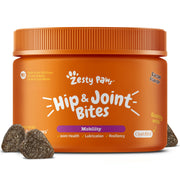 Zesty Paws pot avant montrant l’emballage et le contenu pour identification rapide