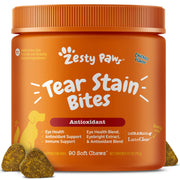 Zesty Paws pot avant montrant l'étiquette et la quantité 90 chews bénéfique