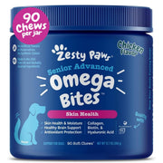 Zesty Paws pot avant montrant 90 bouchées et identification du produit