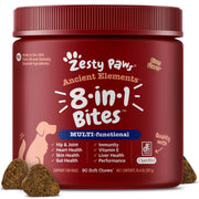 Zesty Paws pot bison montrant l'emballage et appel à la santé générale