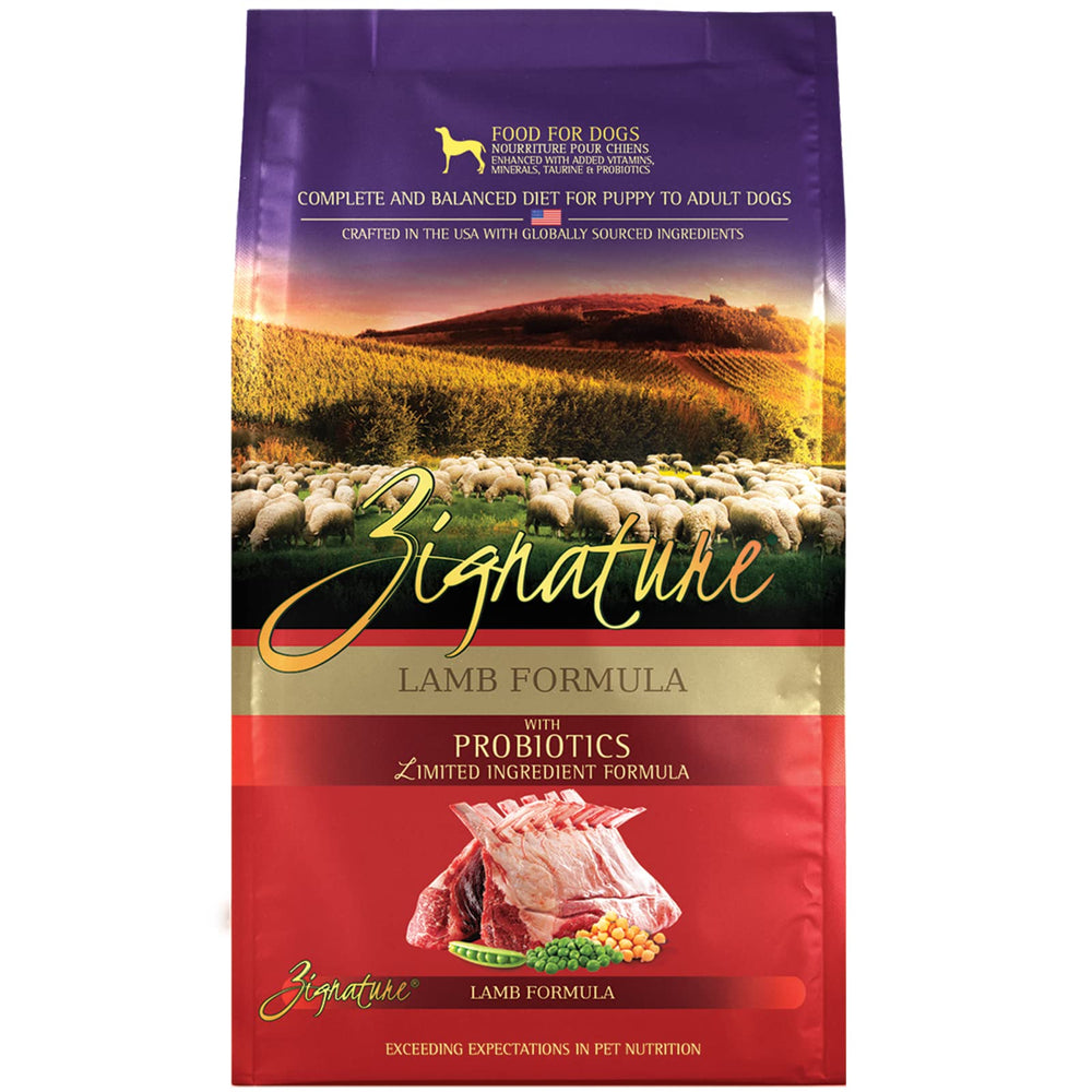 Zignature agneau sac 4 lb montrant l'emballage et la praticité