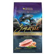 Zignature sac 25 lb visage du paquet montrant l'emballage et les informations nutritives