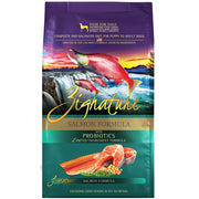 Zignature saumon emballage avant montrant la recette et le format 25 lb, utile pour conservation